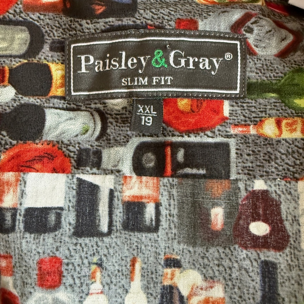 Paisley & Gray Shirt, Slim Fit, Stretch Cotton, Bottle Print, NEW, Sz XXL - Picture 8 of 9